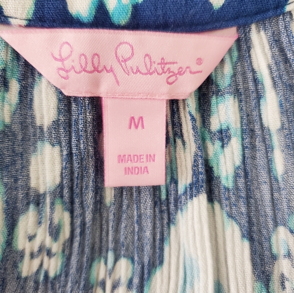 Lilly Pulitzer Elsa Romper: Indigo /Get in Line Jellyfish Blue White.  Size M - Picture 4 of 4